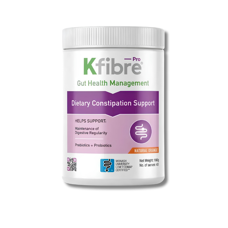 Prebiotic and probiotic blend with ginger to support bowel regularity and healthy digestive function, including dietary cause constipation, bloating and gas. Available at Go Vita Tanunda.