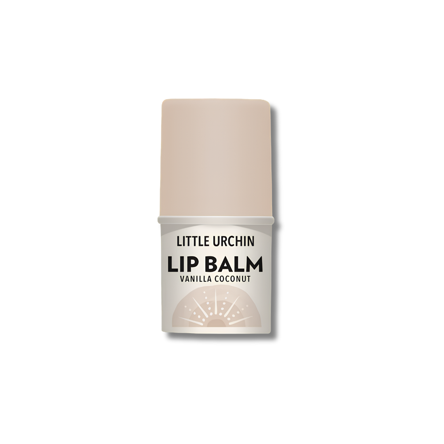 A single roll-on lip balm tube labeled 'LITTLE URCHIN LIP BALM VANILLA COCONUT' on a clean white background.