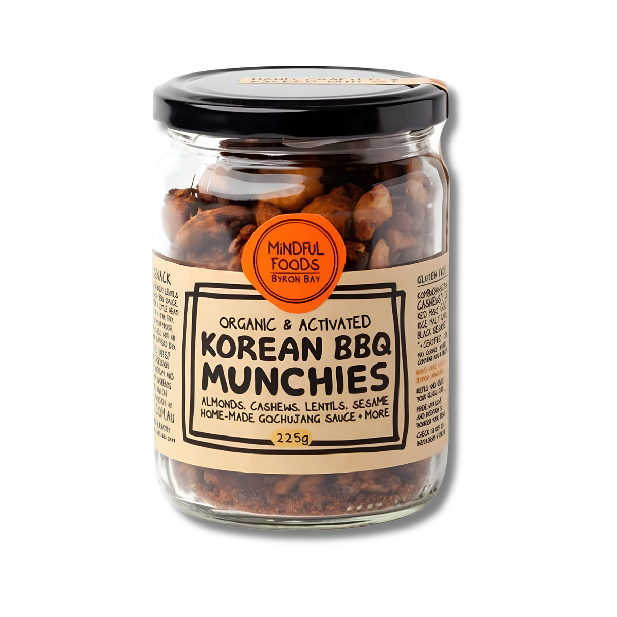 Kombucha Activated Korean BBQ Crunch is a crunchy savoury snack blend with activated nuts, lentils and Korean BBQ flavour.