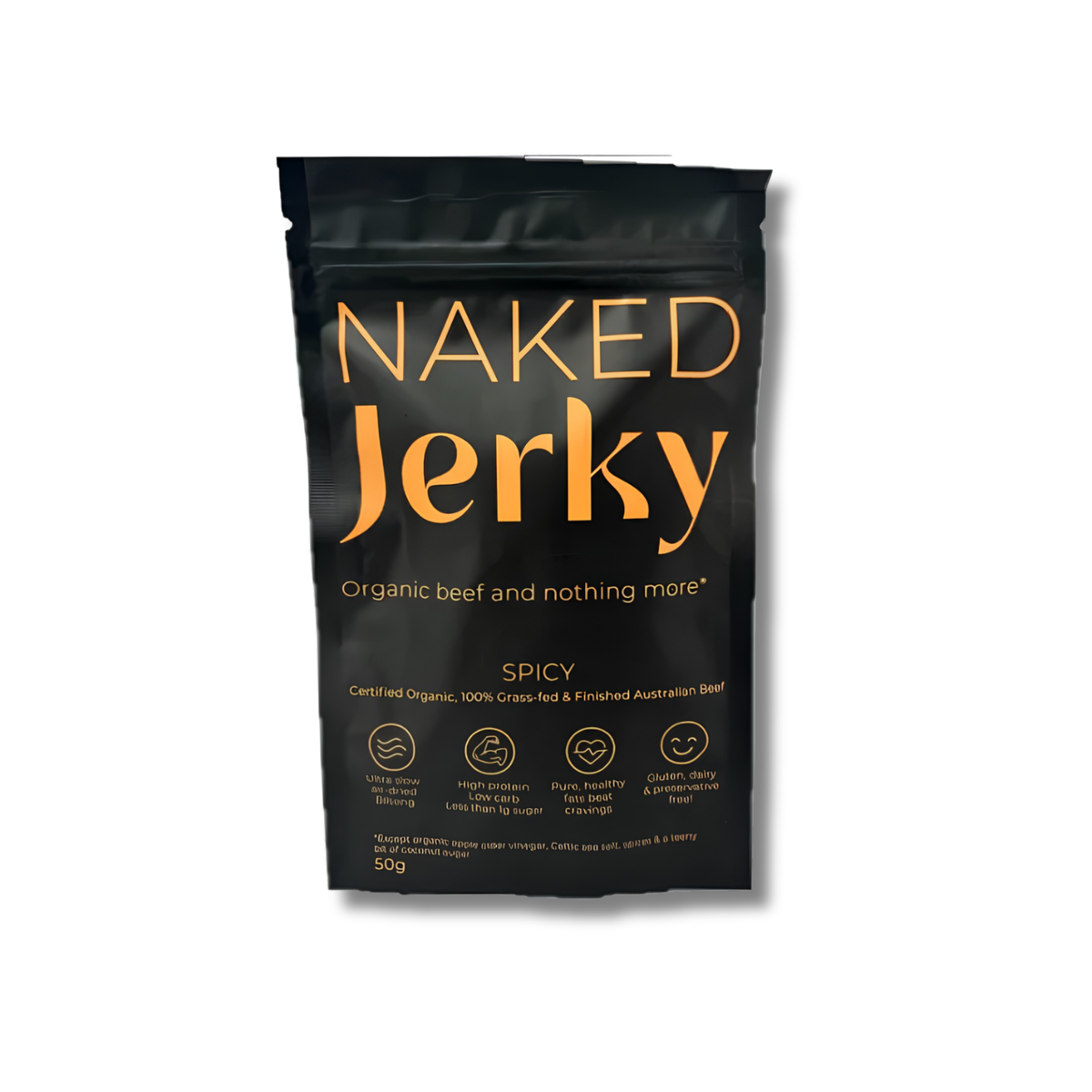 Organic Beef Jerky supports everyday nutrition as a high-protein snack made from organic grass-fed beef.