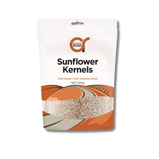 Package of sunflower kernels with a brand logo on a white background
