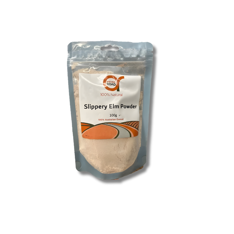 Package of Slippery Elm Powder with a white background