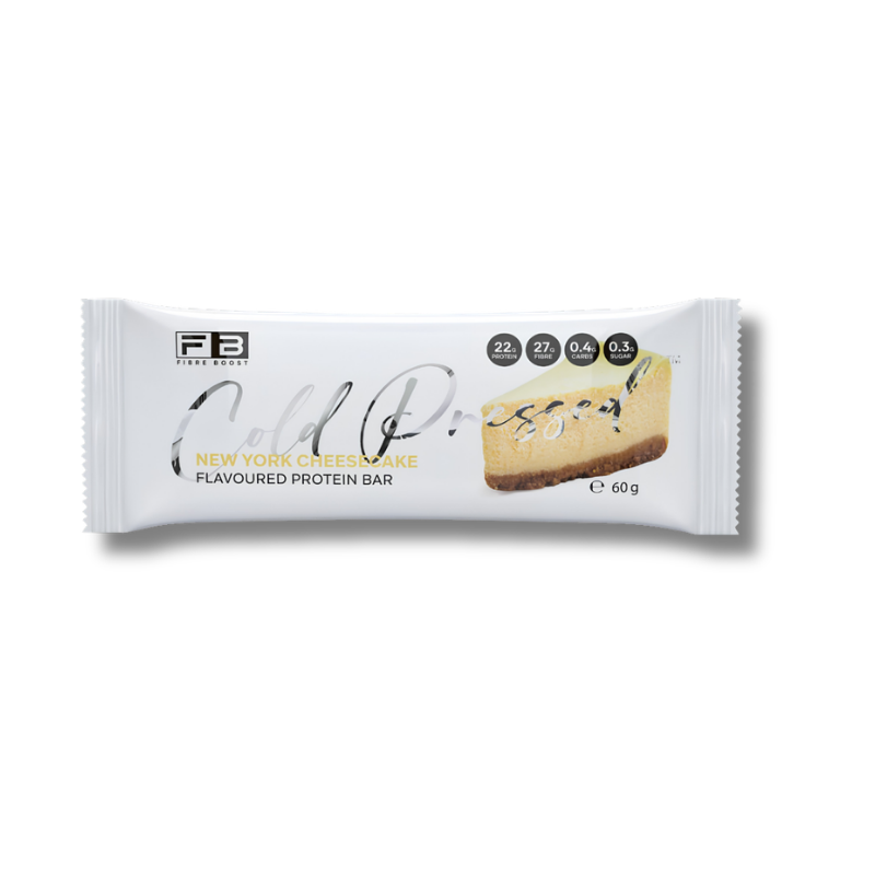 A single FB Food Form 'Cold Proof' New York Cheesecake Flavour Protein Bar in its white wrapper packaging, shown against a plain white background.