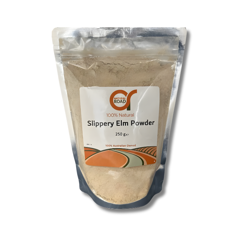 Package of Slippery Elm Powder with visible brand logo on a white background