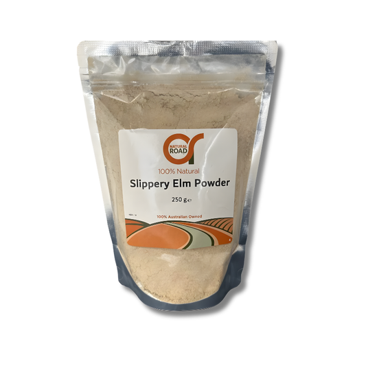 Package of Slippery Elm Powder with visible brand logo on a white background