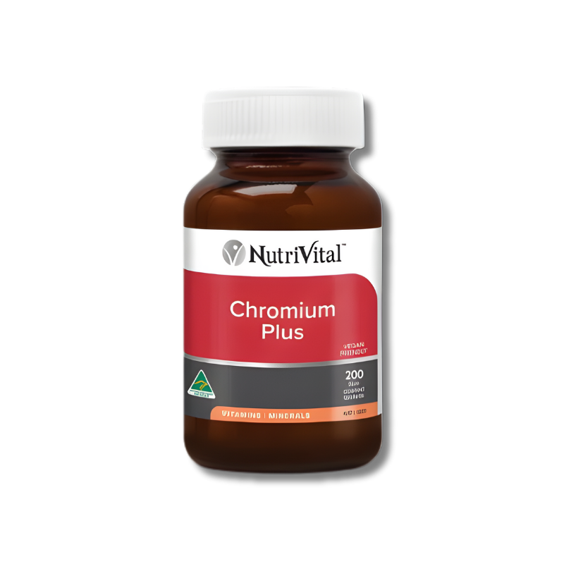 Nutrivital Chromium Plus – supports healthy blood sugar balance, metabolism, and energy production for overall wellbeing.