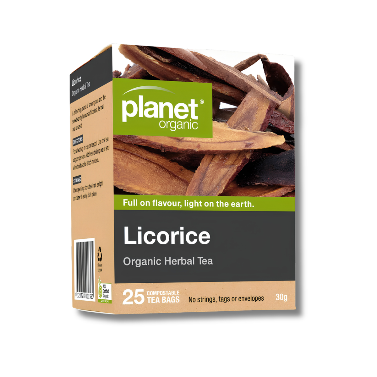Organic Licorice Tea is a certified organic herbal infusion with naturally sweet licorice, warming fennel and aniseed, and refreshing lemongrass.