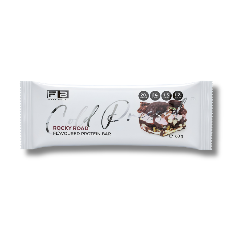 Rocky Road Protein Bar supports everyday nutrition as a protein and fibre packed snack bar