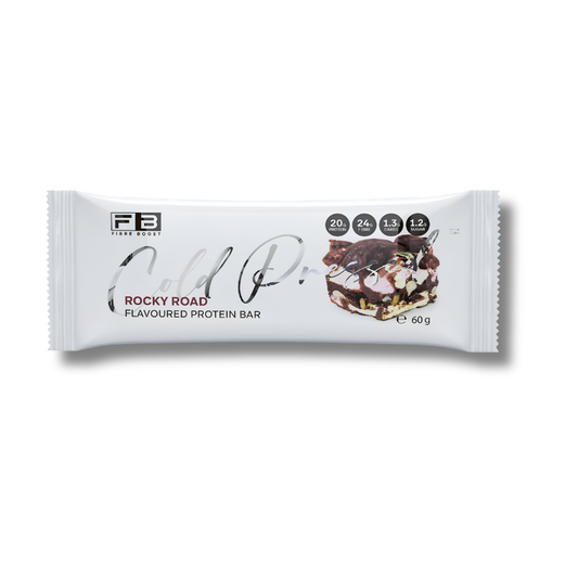 Rocky Road Protein Bar supports everyday nutrition as a protein and fibre packed snack bar