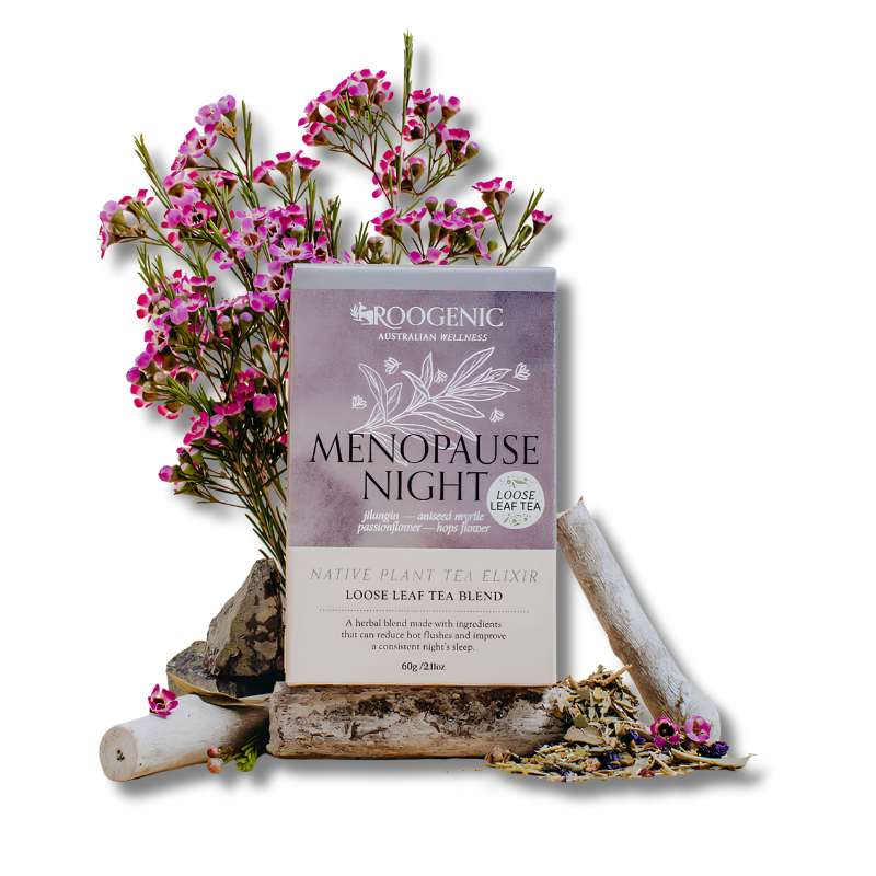 Menopause Night Tea supports restful sleep and menopausal wellbeing as a herbal tea for evening use.