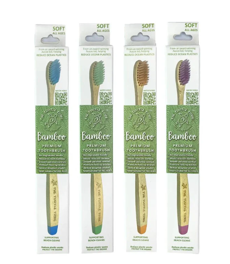 The Turtle Tribe Bamboo Toothbrush 4 Pack - Soft