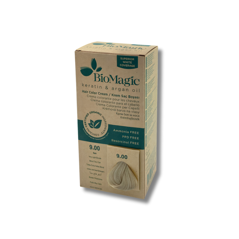 BioMagic hair color cream box on a white background