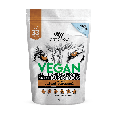 White Wolf All In One Pea Protein Salted Caramel - Go Vita Tanunda - SPORTS -