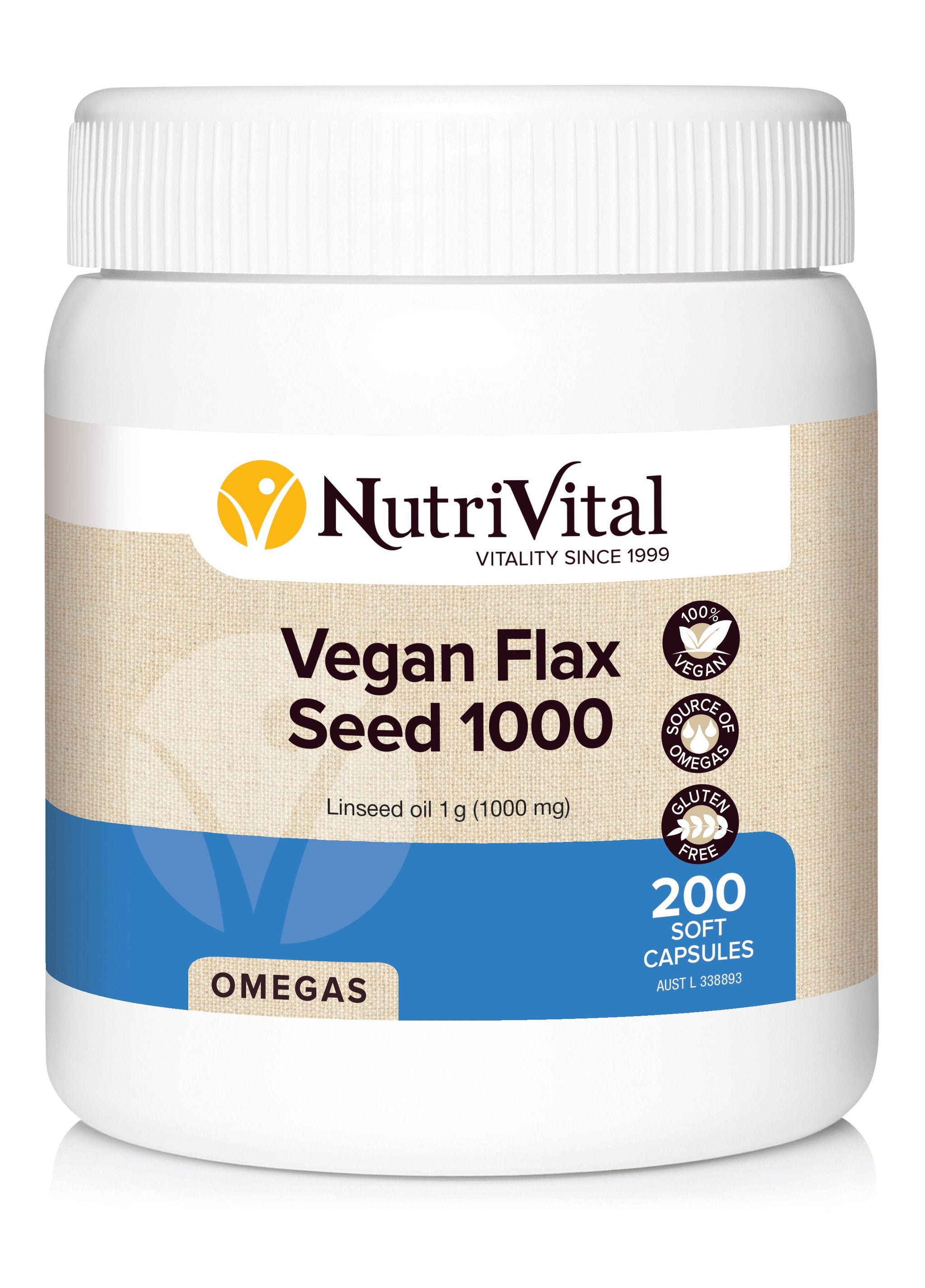 NutriVital Vegan Flaxseed Oil 1000mg